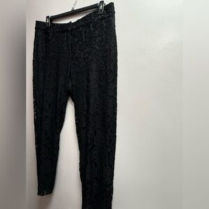 NWOT Lane Bryant Gorgeous Black Lace Detail Women’s Pants 14 Tummy Control Band